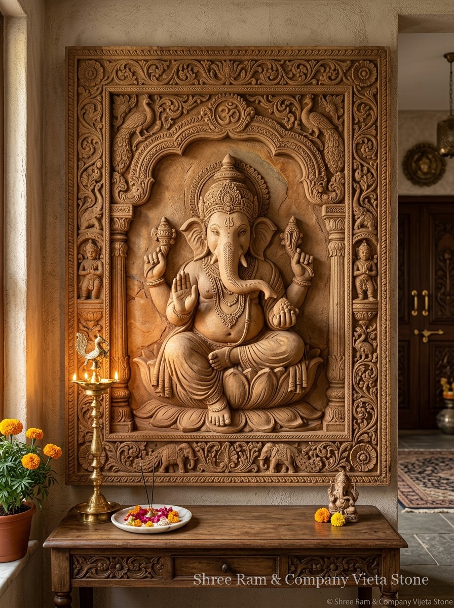 Ganesh Ji Stone Art & Mural Architectural Handcrafted Natural Stone Carving - Shree Ram & Company Jaipur - View 1