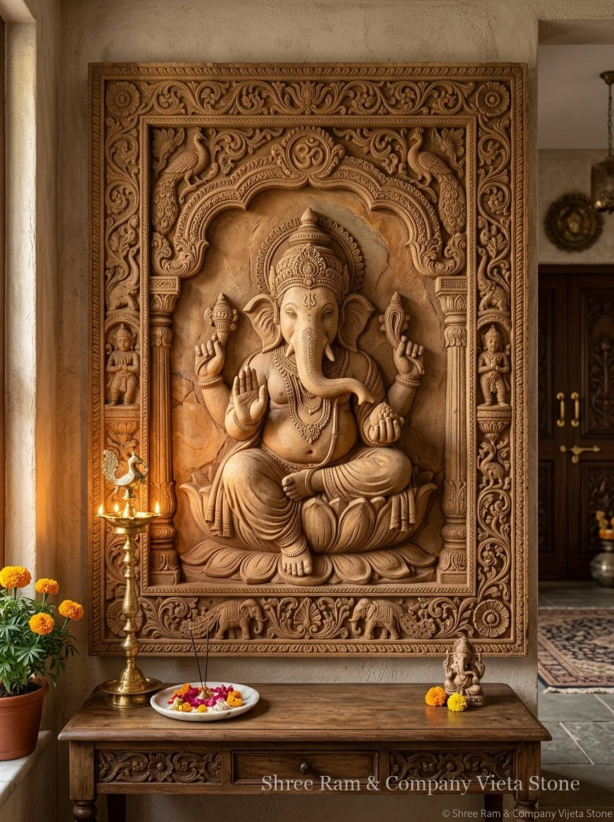 Ganesh Ji Stone Art & Mural Architectural Handcrafted Natural Stone Carving - Shree Ram & Company Jaipur - View 1