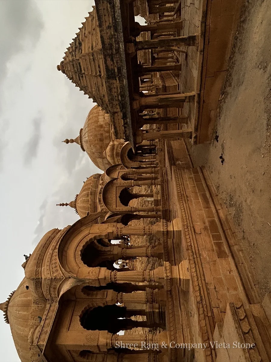 Gazebos - Hand-carved Rajasthani royal pink sandstone garden chhatri - Shree Ram & Company Vijeta Stone