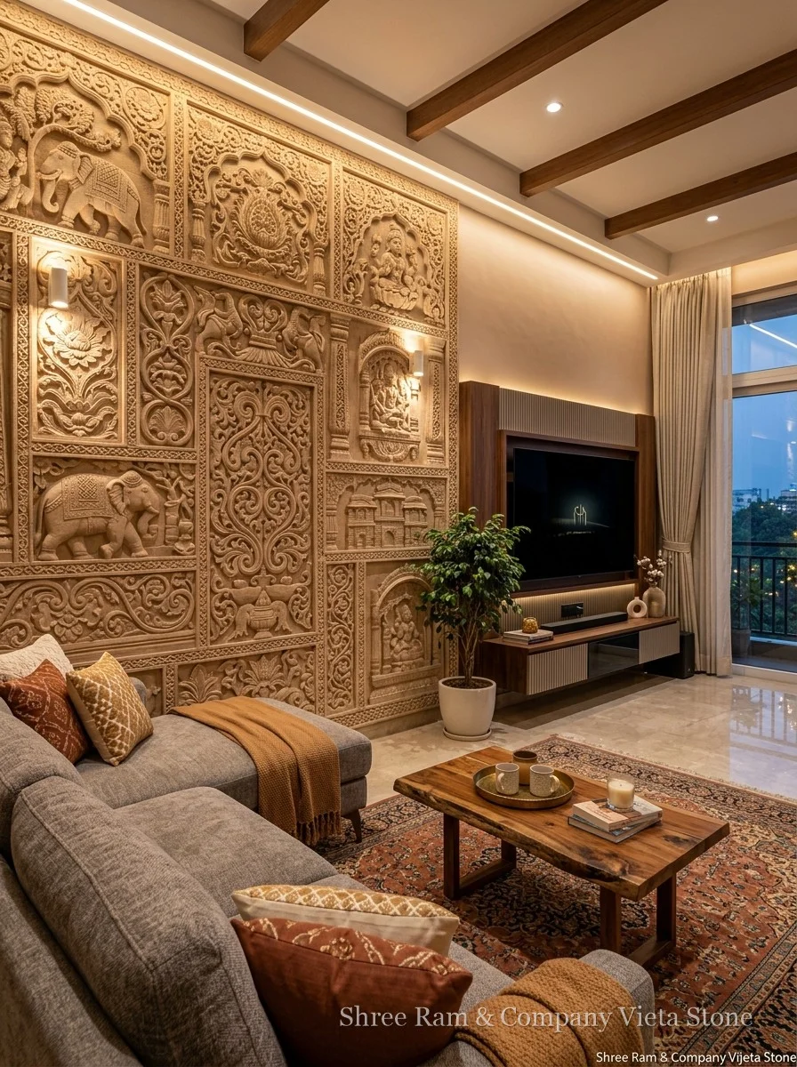 Explore Living Room Wall Stone Carving - Shree Ram & Company Vijeta Stone