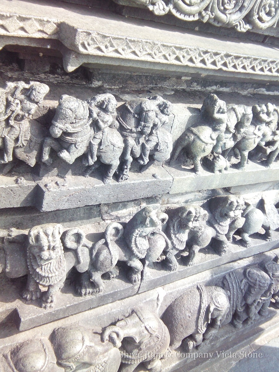 Pillars - Monumental fluted architectural stone columns with carved lotus capitals - Shree Ram & Company Vijeta Stone