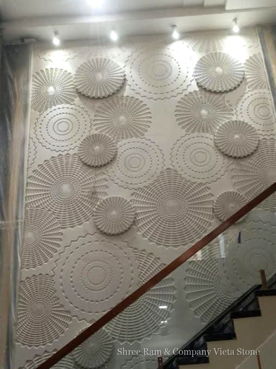 Staircase Wall Architectural Handcrafted Natural Stone Carving - Shree Ram & Company Jaipur - View 1